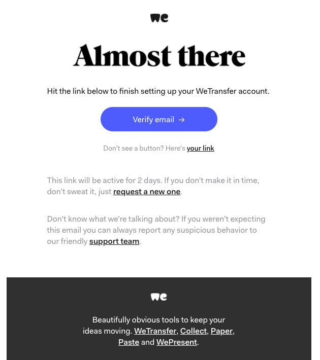 wetransfer email